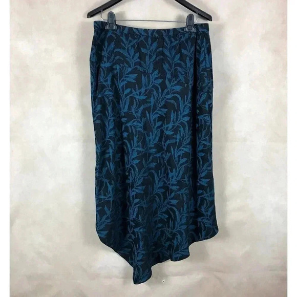 ALFANI Black/Teal Floral Asymmetrical Hem Midi Skirt NEW 8 - Picture 6 of 11